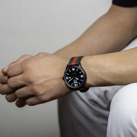 Combat RGR watch with black dial and nylon strap