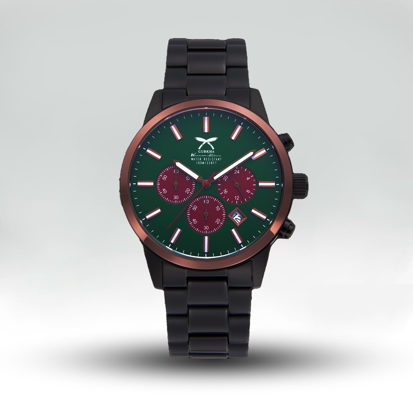 Warrior Gents men's black stainless steel wristwatch