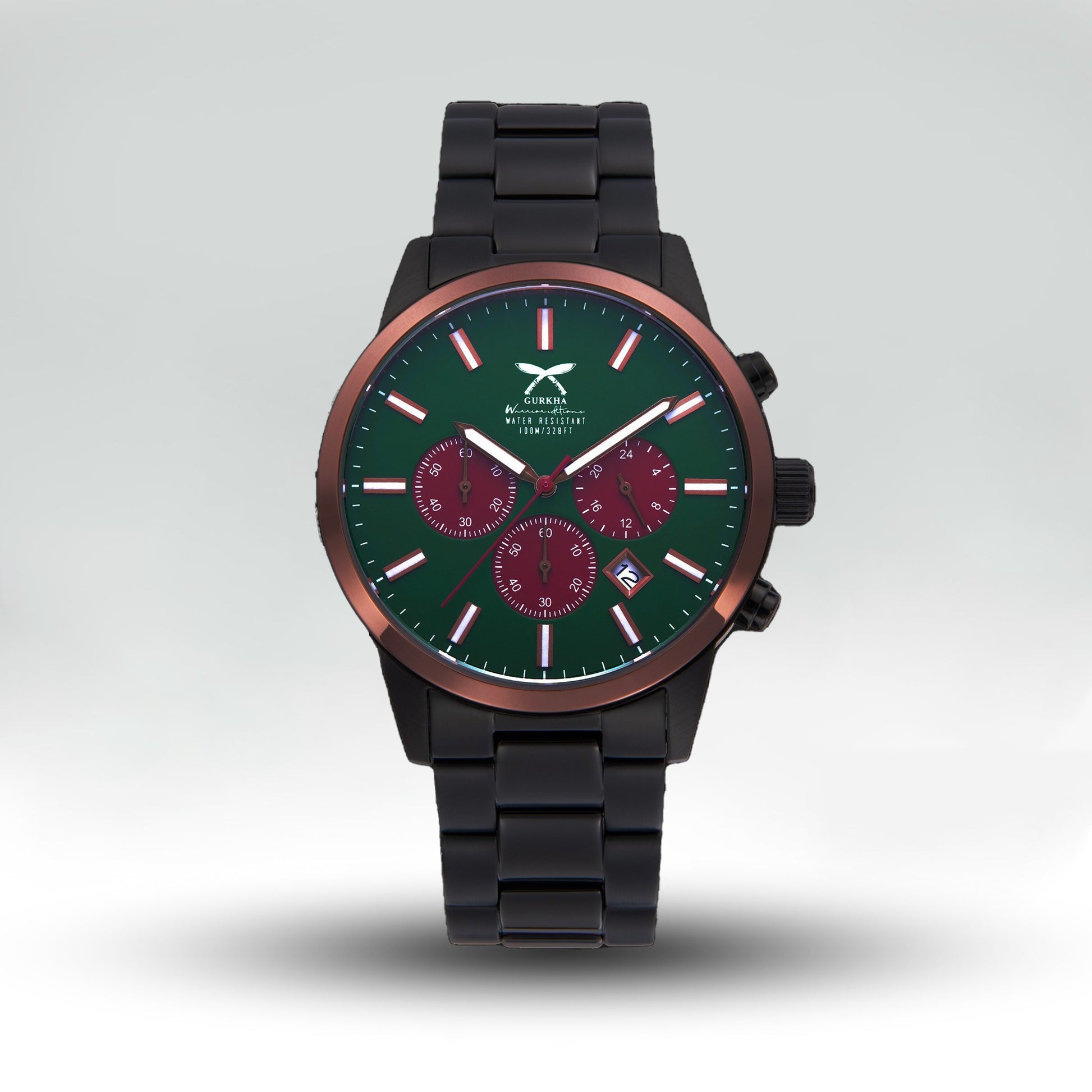 Warrior Gents men's black stainless steel wristwatch