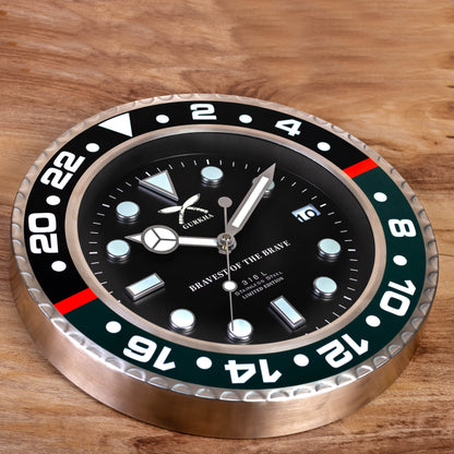 14 inch stainless steel Gurkha metal wall clock
