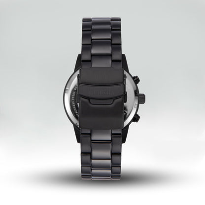 Black stainless steel watch band and clasp
