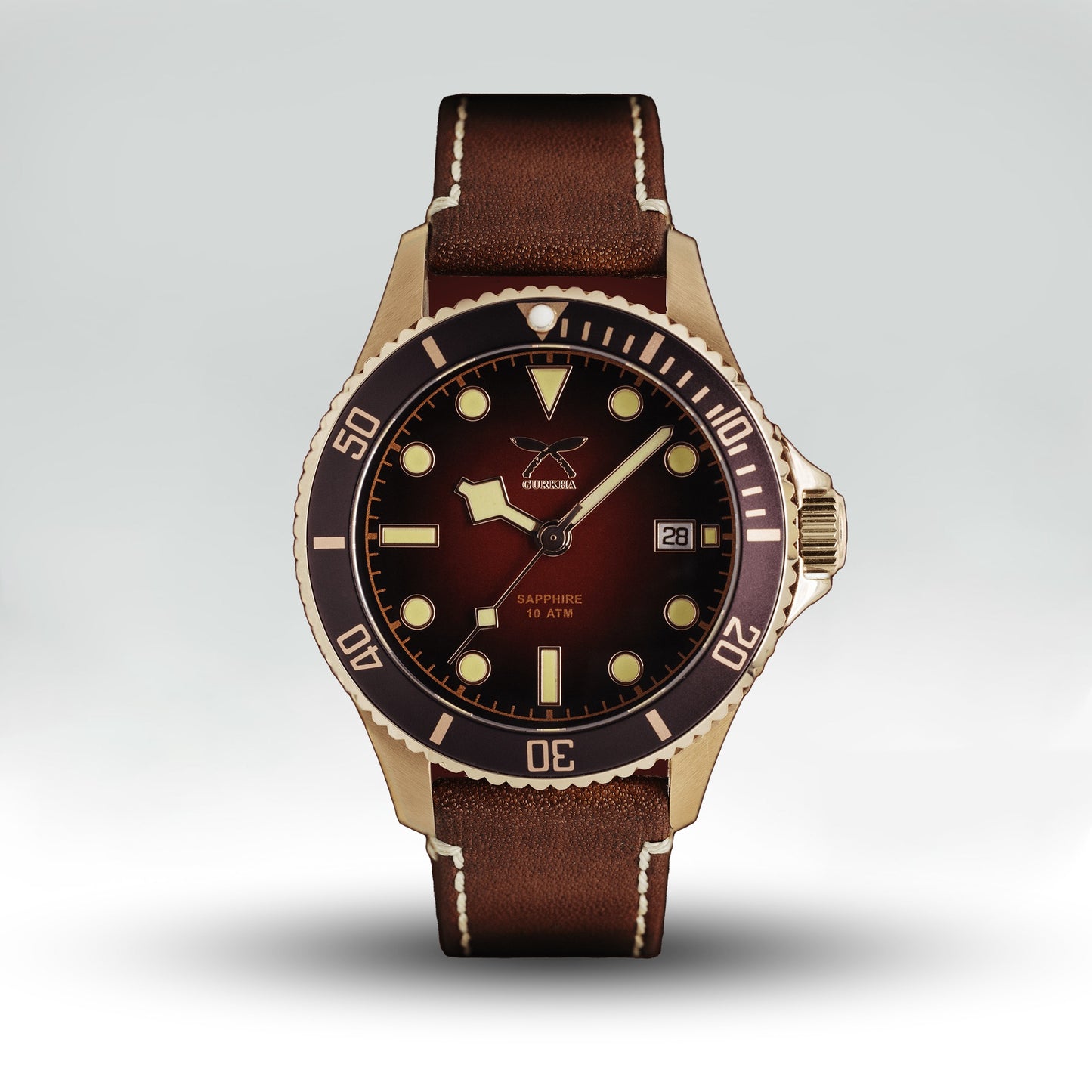 NATO Bronze Brown leather strap watch with sapphire glass