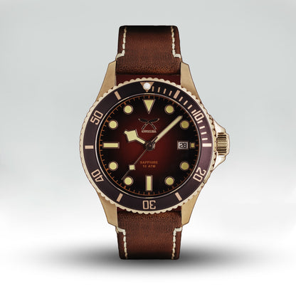 NATO Bronze Brown leather strap watch with sapphire glass