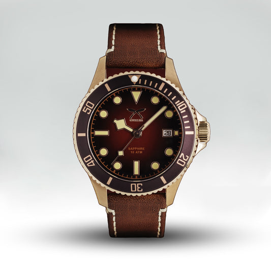 NATO Bronze Brown leather strap watch with sapphire glass