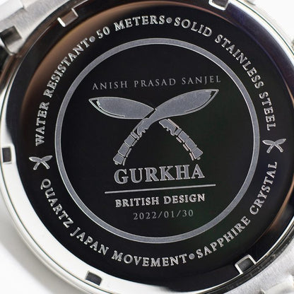 Stainless steel watch back with engraved branding