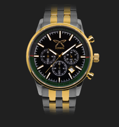 Gold and silver stainless steel chronograph watch